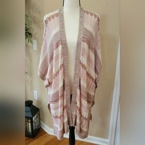 NWT Chico's Ruana Size Small Medium Textured Shine Stripe Kimono Wrap Shawl $119